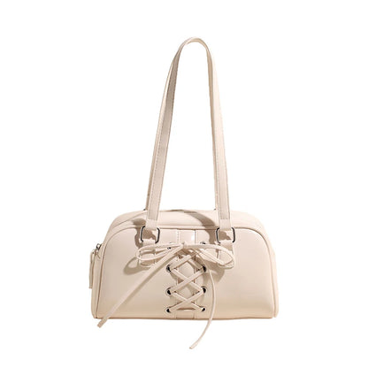 Shoulder Bag for Women Solid Color Boston Tote Bag PU Leather Bowling Handbag Hobo Bag for Work Travel