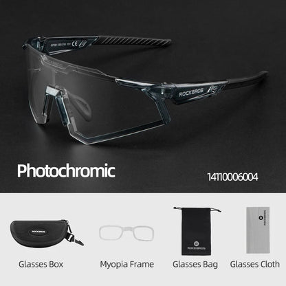 Photochromic Polarized Lens Adjustable Nose Support Myopia Frame Sports Men Women Cycling Goggle
