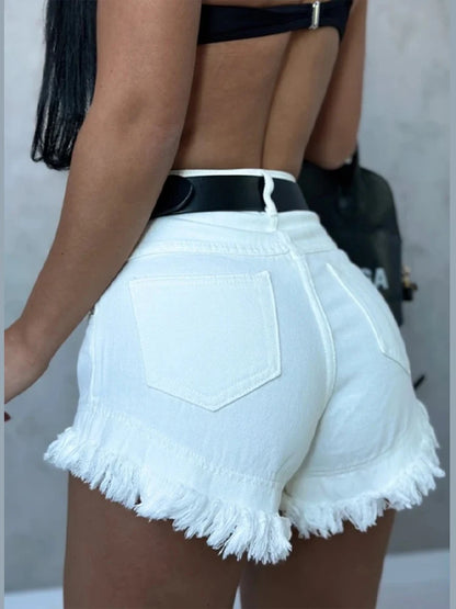 Denim Shorts Pants Low Rise Slim Lady Crop jeans Distressed Chic Casual Short Trousers