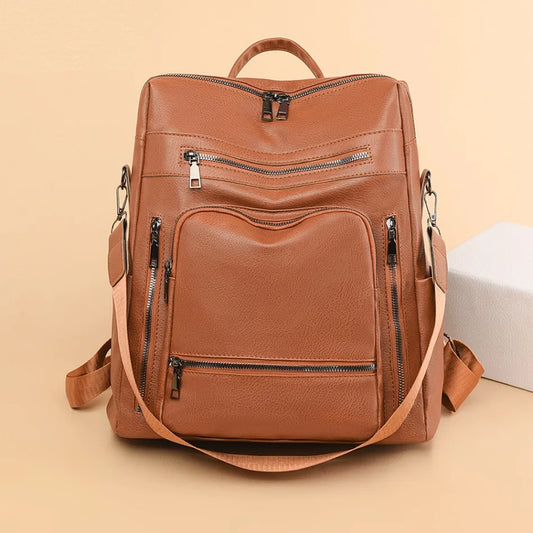 High-quality Leather Women Classic Back Pack Luxury Travel Backpack Casual School Bags