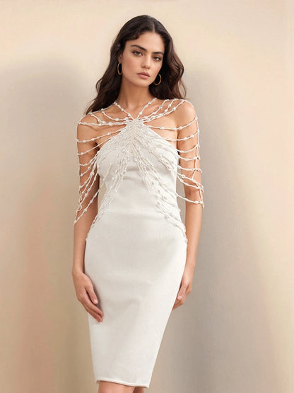 Shawl Top Pearl Necklace Body Chain for Women Female Beads Tops Elegant Shawl