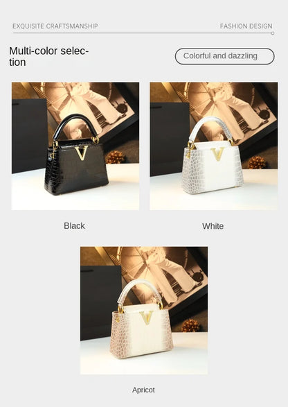 Crocodile Pattern Leather Handbag Luxury Fashion Small Shoulder Messenger Bag Portable Crossbody Shell Bags