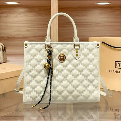 Light luxury brand hand-held large capacity tote bag diamond grid single shoulder diagonal cross bag