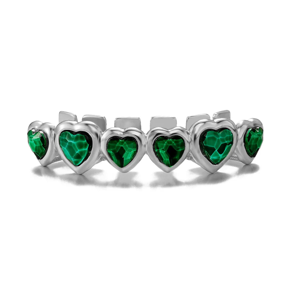 Red Crystal Heart Tooth Caps For Women Men Jewelry Hip Hop Silver Color Green Zircon Teeth Grillz Dental Grills Gold Green Gold Red Top Gold Green Bottom Gold Green-Gold Red Top-Gold Green Bottom-Gold Red-Gold Green Top-Silver Green Top-Silver Green-Silver Green Bottom-Silver Red-Gold Red Bottom-Silver Red Bottom-Silver Red Top-