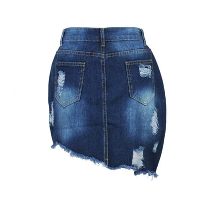 Plus Size Skirts Jeans Women Medium Stretch Above Knee Denim Mini Wrap Skirt