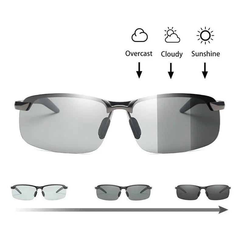Men Photochromic Polarized Chameleon Glasses Change Color Sun Glasses Day Night Vision UV400