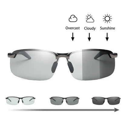 Men Photochromic Polarized Chameleon Glasses Change Color Sun Glasses Day Night Vision UV400