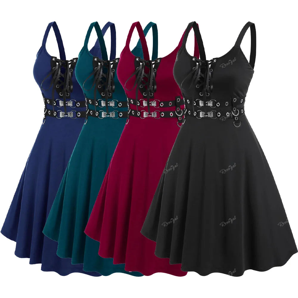 Sleeveless Wrap Gothic Vintage Swing Dress Soild Color Lace-Up Grommets High Waist Deep Green / L Deep Blue / 4XL Deep Blue / 5XL Deep Green / L-Deep Blue / 4XL-Deep Blue / 5XL-Deep Blue / XXXL-Deep Green / 5XL-Deep Green / XXXL-Deep Green / XXL-Deep Green / XL-Deep Red / 5XL-Deep Red / XXXL-Deep Red / XXL-Deep Red / XL-Deep Blue / XXL-Deep Blue / XL-Deep Blue / L-Deep Red / 4XL-Black / L-Black / XL-Black / XXL-Black / XXXL-Deep Red / L-Black / 4XL-Black / 5XL-Deep Green / 4XL-