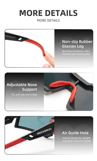 Photochromic Polarized Lens Adjustable Nose Support Myopia Frame Sports Men Women Cycling Goggle