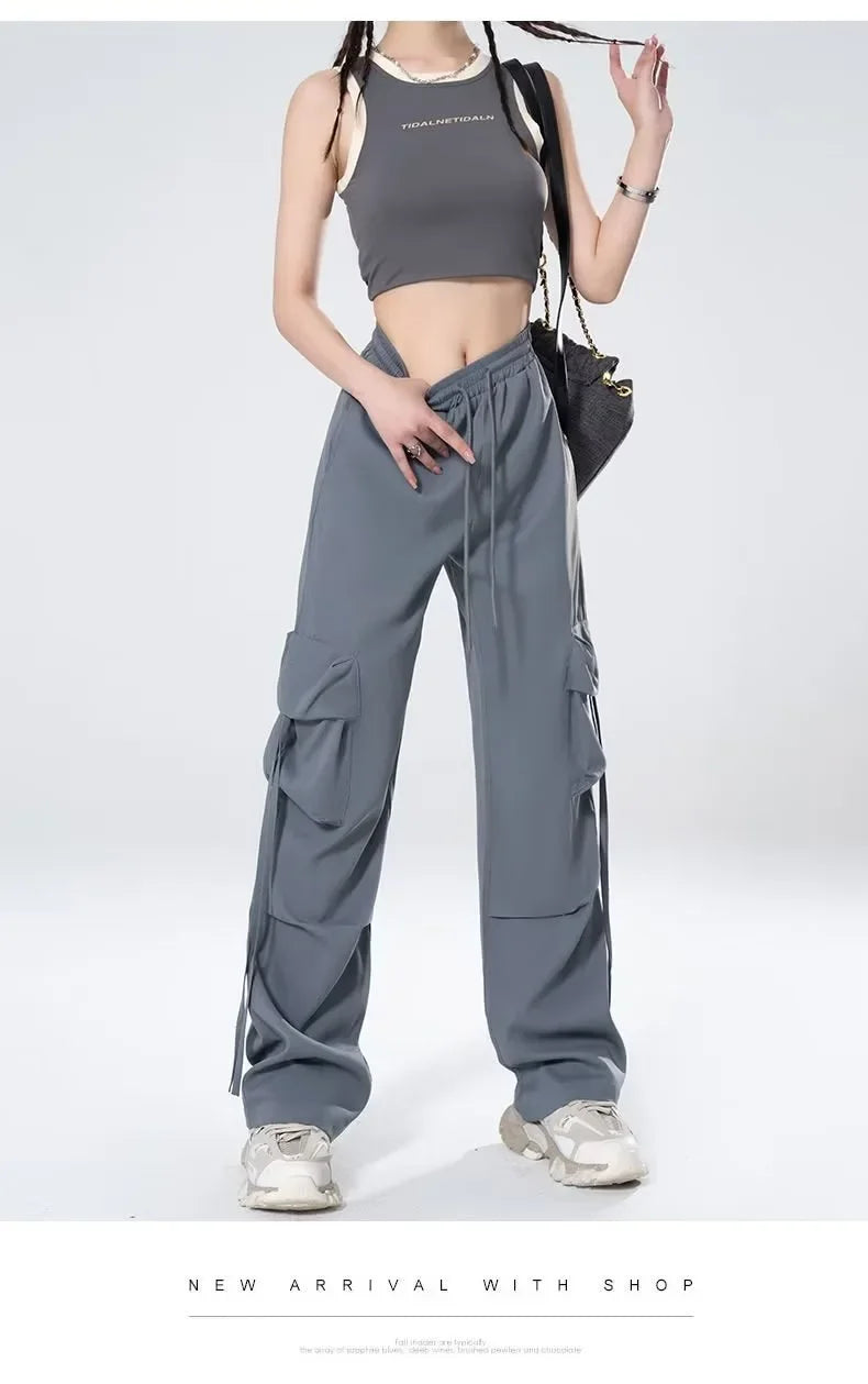 High-Waisted Cargo Pants Sweatpants Umbrella Design For Women