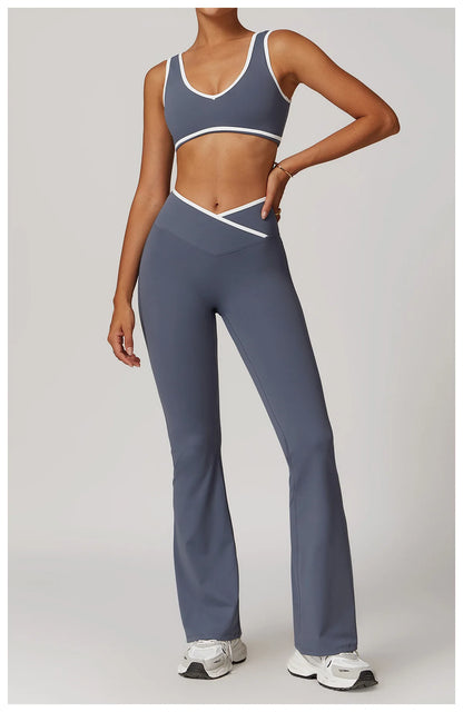 Yoga Set 2 Pieces Workout Outfits Fitness Sportswear Gym Tracksuit High Waist Leggings Sports Bra Athletic Wear Women Clothes