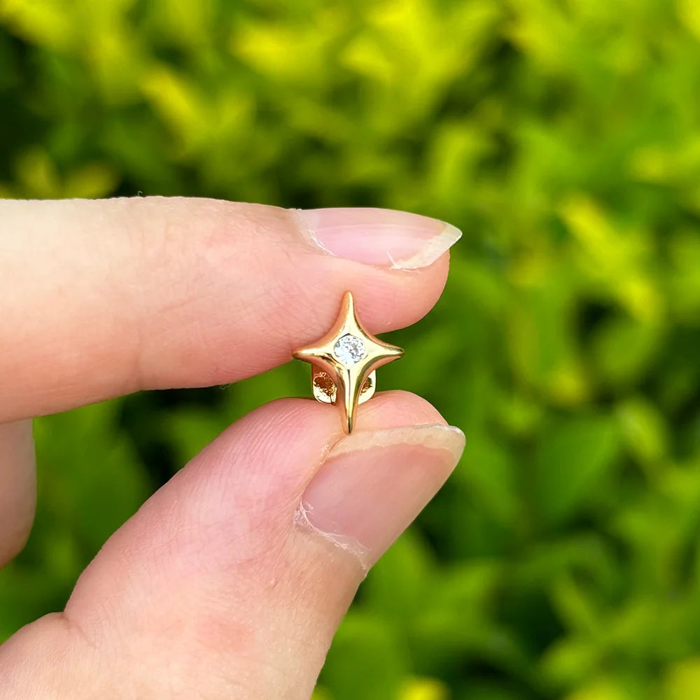 Cute CZ Stone Star Teeth Grillz Braces Gold Color Y2K Elegant Shiny Zircon Tooth Caps