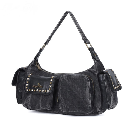 Women's Denim Bag Y2K Vintage Blue Jean Purse and Handbags Crossbody Wallet Large Capacity Baguette Bag Blue / 30cmx15cmx10cm Blue / 30cmx15cmx10cm-