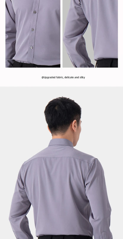 Men's Solid Color Business Shirt Formal Fashion Thin Classic Basic Long Sleeve