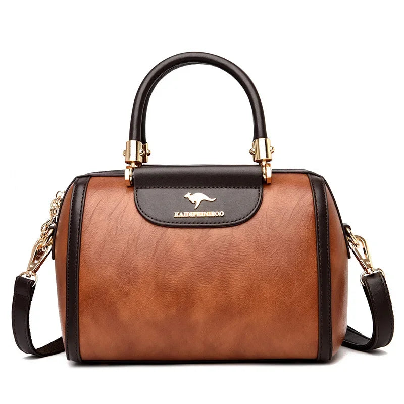 Super High Quality Leather Top Handle Purse Shell Bag Women Casual Crossbody