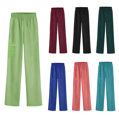 Solid Color Soft Medical Uniform Bottoms Men's and Women's Medical Workwear Pants Nurse Accessories Scrub Bottoms