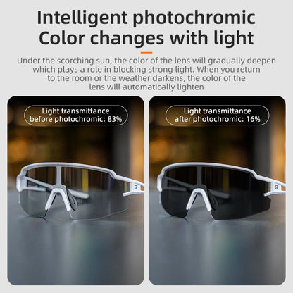 Photochromic Polarized Lens Bike Glasses UV400 Protection Eyewear Sunglasses MTB Road Bicycle Goggles