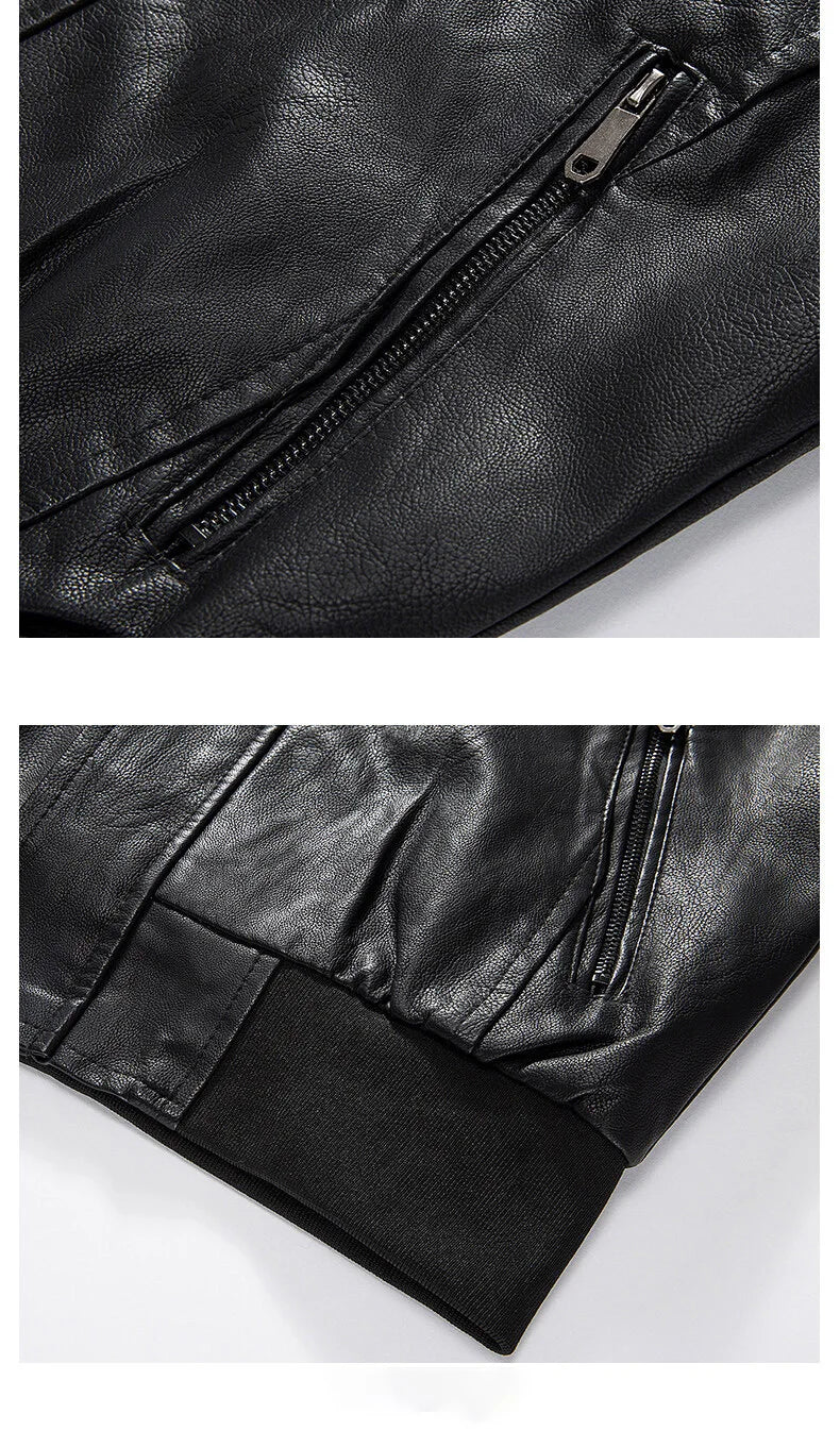 Men's Motorcycle Suit Leather jacket Color collar pilot casual PU leather jacket
