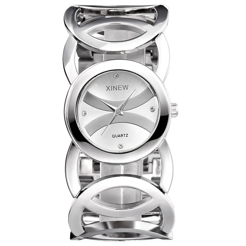 Ladies Casual Golden Luxury Quartz Bracelets Watch