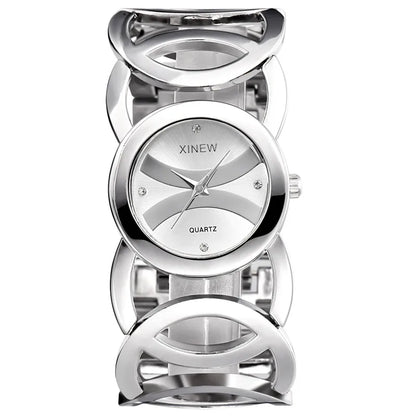 Ladies Casual Golden Luxury Quartz Bracelets Watch