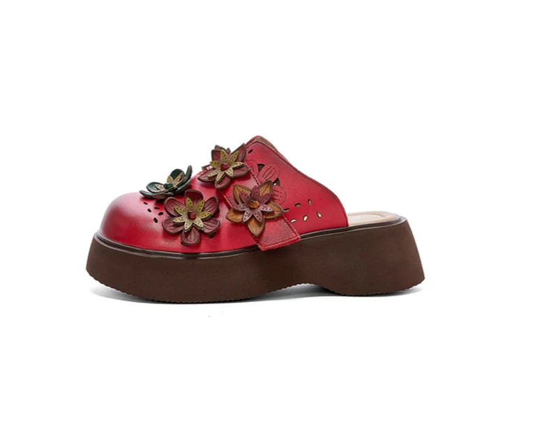 5cm Cow Genuine Leather Flats Comfy Shoes Platform Wedge Appliques Flower Hook Hollow Elthnic Women Slipper Mary Jane Rubber beige / 35 red / 40 red / 39 beige / 35-red / 40-red / 39-red / 38-red / 37-red / 36-red / 35-beige / 40-beige / 39-beige / 38-beige / 37-beige / 36-