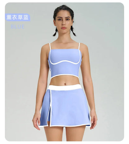 1/2PCS Yoga Set for Women Tennis Outfits Sports Bra Badminton Skirts Workout Sportswear Running Gym Wear Athletic Suits