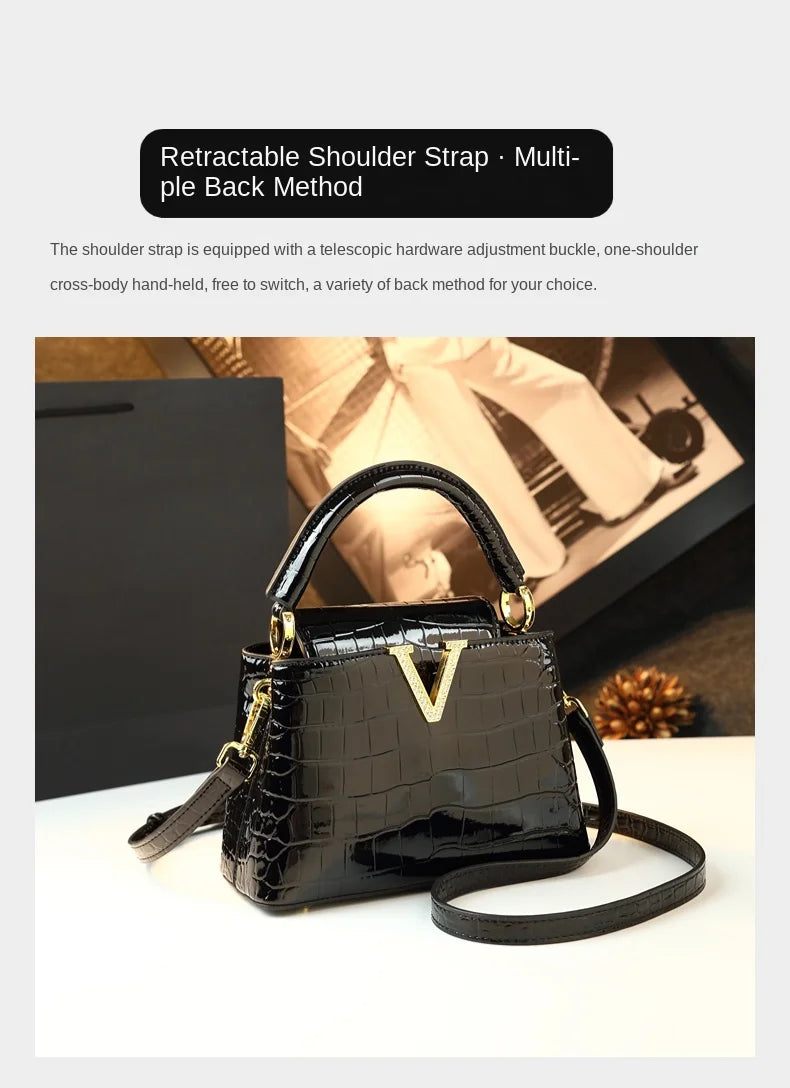 Crocodile Pattern Leather Handbag Luxury Fashion Small Shoulder Messenger Bag Portable Crossbody Shell Bags