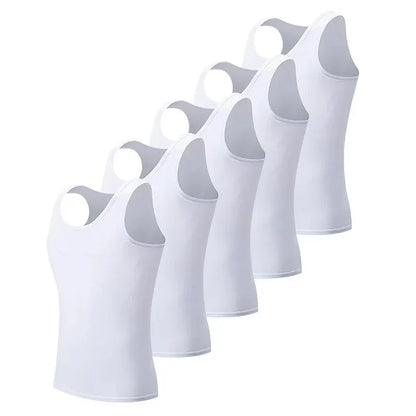 3/5 Pcs European plus-size men's cotton loose plus-size youth fitness sleeveless round neck