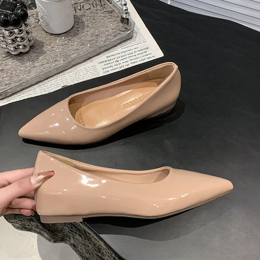Flats Women's Shoes Yellow Net Brown Sugar Fruit Color Shallow Pointed Flat Heels