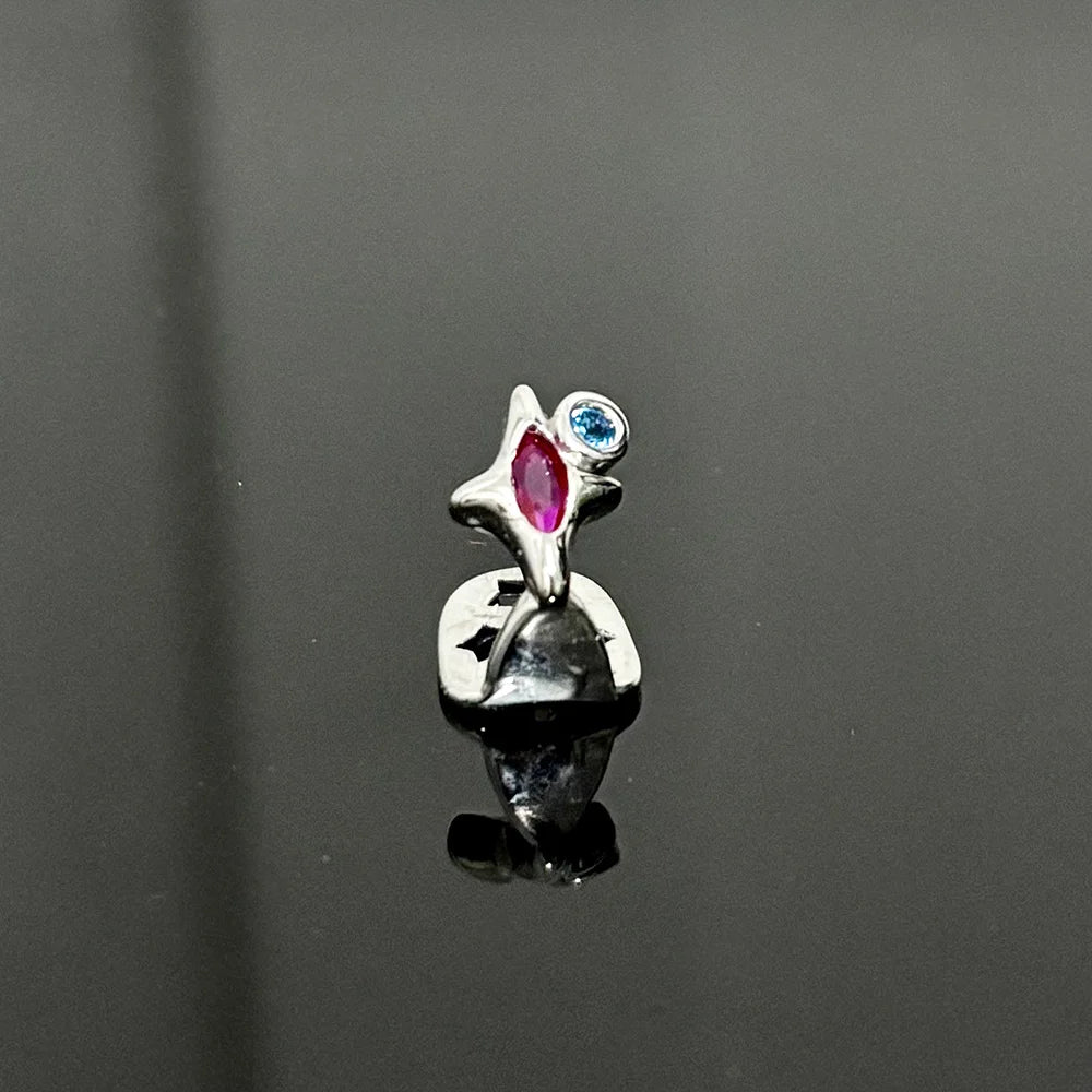 Purple Zircon Star Teeth Grillz Single Blue CZ Stone Tooth Caps For Women Men