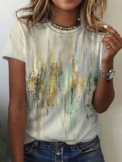 Printed Regular Fit Women's Casual Short Sleeve T-Shirt