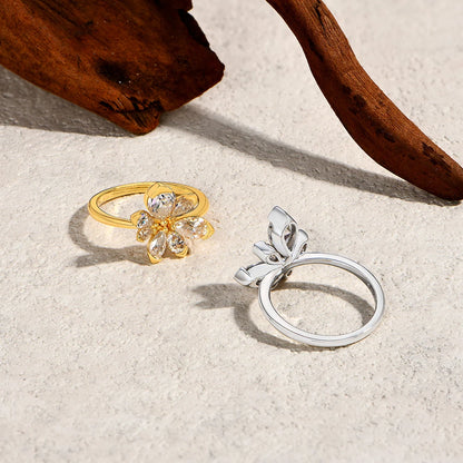 ATTAGEMS 925 Sterling Silver Luxury Women Ring Flowers DVVS1 Moissanite Pear-cut Classical Band Engagement Wedding Fine Jewelry