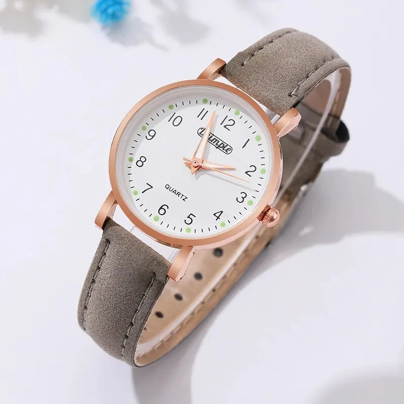 6Pcs Sets Luxury White Leather Analog Ladies Quartz Wrist Watch Butterfly Design Earring Bracelet Necklace