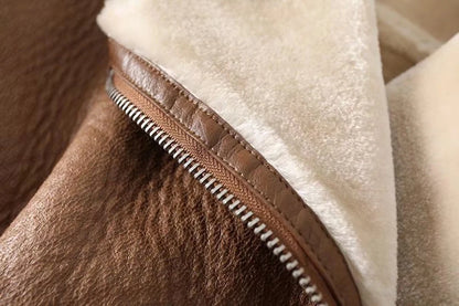Thick and warm faux leather jacket Coat women's beige long-sleeved belt jacket women 2025 winter fashion new streetwear Tops