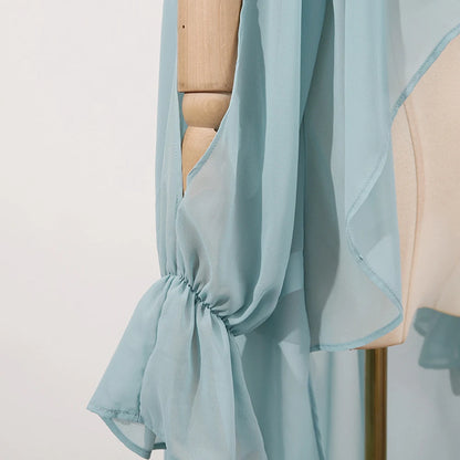 Chiffon Blouse Ladies Off shoulder Lantern Long Sleeve Design Top