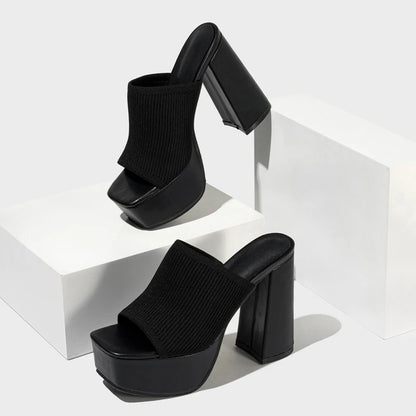 Platform Rome Shallow Thick Bottom Peep Toe Thin Heels Women Sandals Slip-On