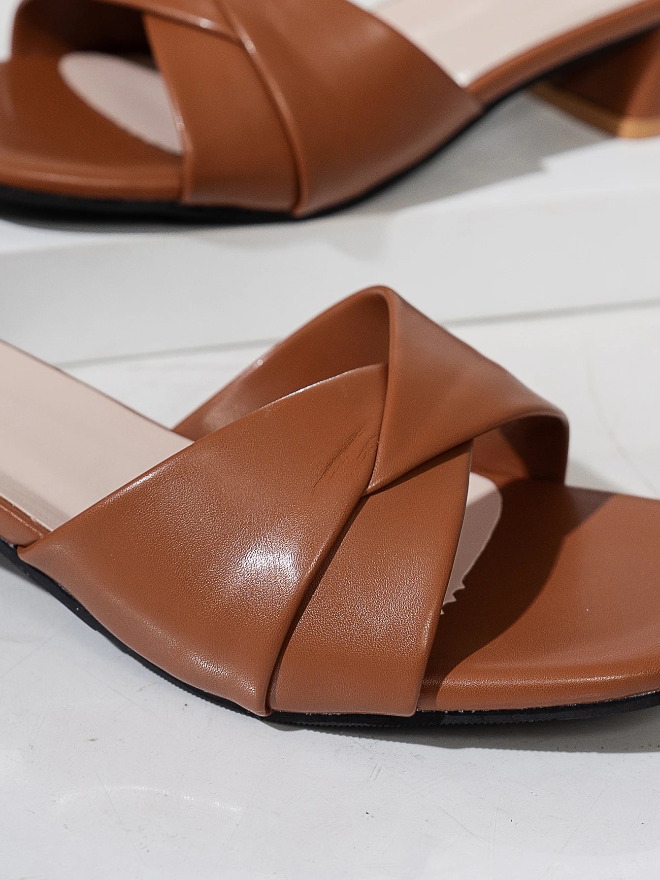Fashion Open Toe Solid Color Surface Versatile Candy Color Square Heel Slippers Women's Sandals