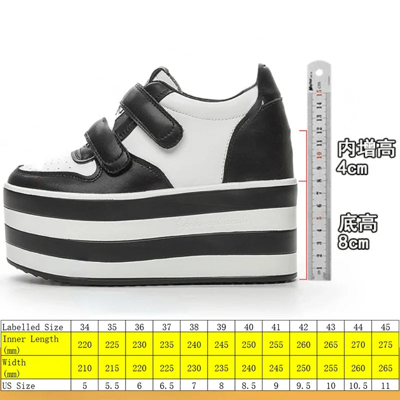 High quality 12cm Synthetic Genuine Leather Boot Ankle Platform Wedge High Brand Chunky Sneaker Shoes