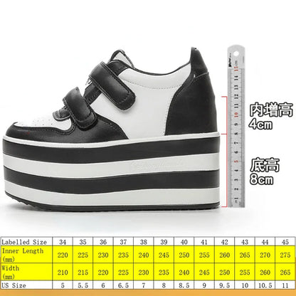 High quality 12cm Synthetic Genuine Leather Boot Ankle Platform Wedge High Brand Chunky Sneaker Shoes