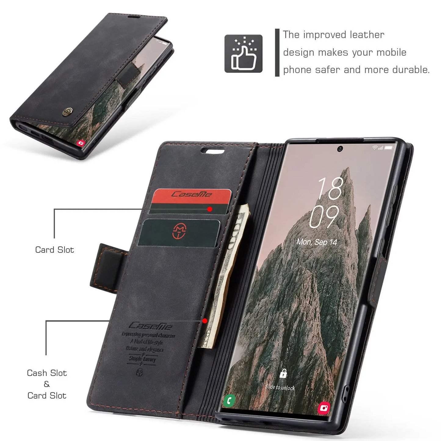 Flip Wallet Case for Samsung Galaxy S24 Ultra S24 Plus S24, Leather Magnetic Folio Cover with Card Holder Shockproof