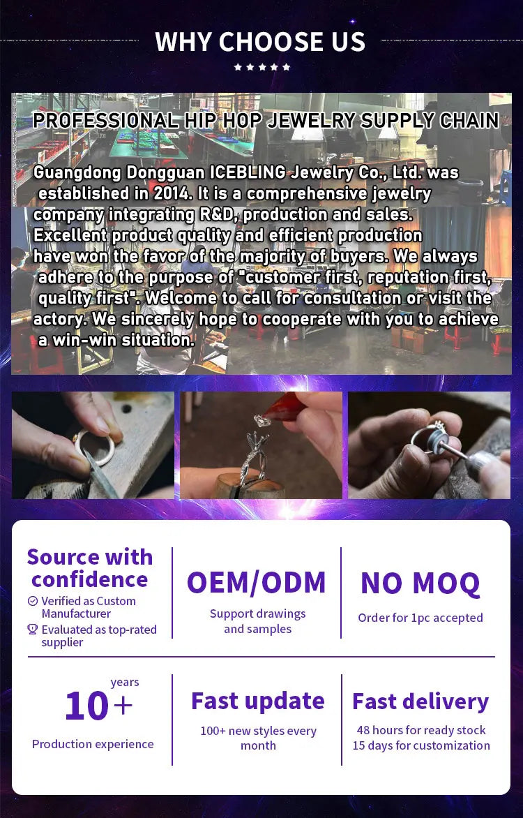 ICEBLING Iced Out Moissanite Tennis Chain Men Women Hip Hop Jewelry 925 Silver VVS Necklace with GRA Certificate