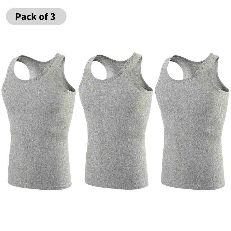 3/5 Pcs European plus-size men's cotton loose plus-size youth fitness sleeveless round neck