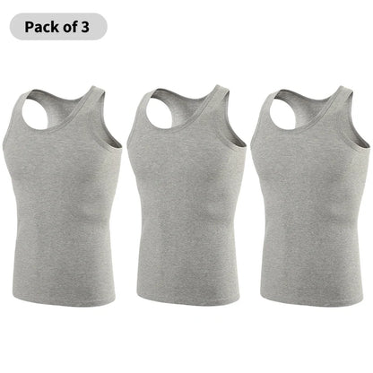 3/5 Pcs European plus-size men's cotton loose plus-size youth fitness sleeveless round neck