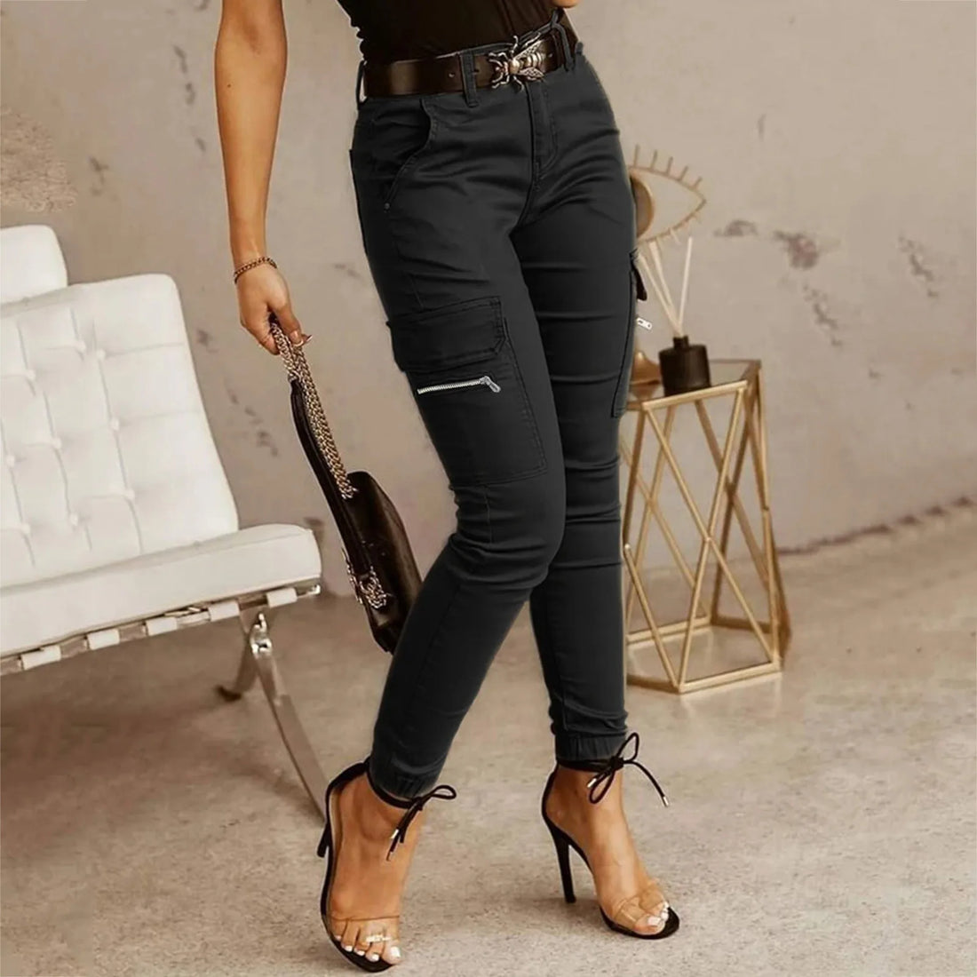 Y2K Pants Women Cargo Pants With Pockets Sweatpants Streetwear Ladies Casual Solid Color Slim Fit Trousers Pantalones De Mujer - Fashionqueene.com