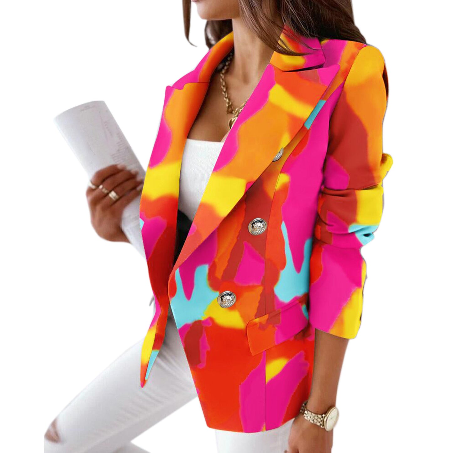 New In Outwears Printed Faux Wool Thin Coat Trench Jacket Ladies Long Overcoat Outwear Fashion Woman Blazer 2022 Abrigo Mujer