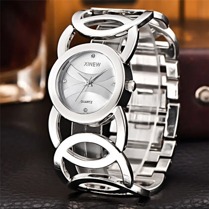 Ladies Casual Golden Luxury Quartz Bracelets Watch