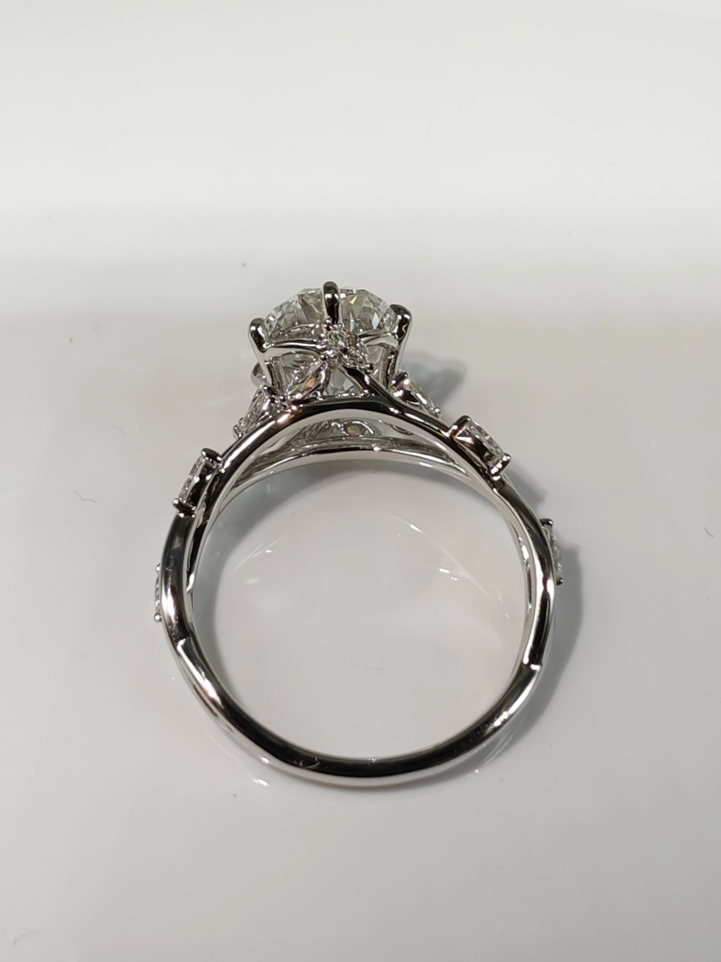 Custom 18K Solid Gold Lab-Grown Marquise Diamond 2 Carat E VVS2 Engagement Ring with Diamond Vine Design in 10K  YELLOW GOLD