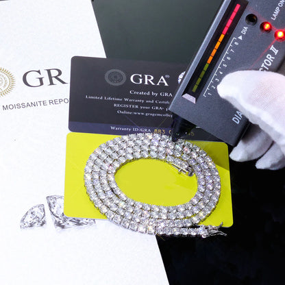 ICEBLING Iced Out Moissanite Tennis Chain Men Women Hip Hop Jewelry 925 Silver VVS Necklace with GRA Certificate