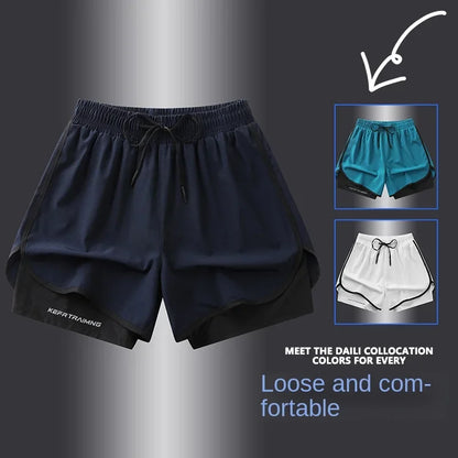 Sports Three Piece Pants Anti glare Double layered Sports Shorts for Men and Women