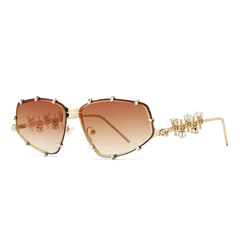 Designer Dimaond Street Sunglasses Women Crystal Irregular